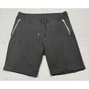 Diesel Shorts Mens Large Black Fleece Sweat Drawstring Zip Pockets 9 Inseam